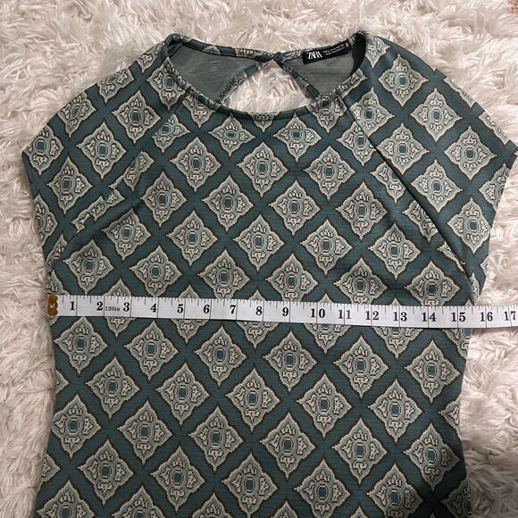 Zara Geometric Print Midi Pencil Dress Size L - Picture 6 of 7